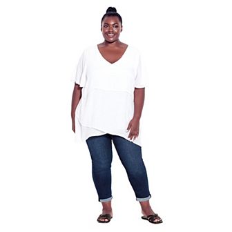 Avenue Women's Plus Size Tall Denim Girlfriend Stretch Jean