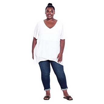 Avenue Women's Plus Size Petite Denim Girlfriend Stretch Jean