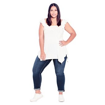 Avenue Women's Plus Size Petite Denim Girlfriend Stretch Jean