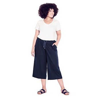Avenue Women's Plus Size Wide Leg Crop Pant