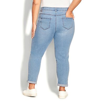 Avenue Women's Plus Size Petite Denim Girlfriend Stretch Jean