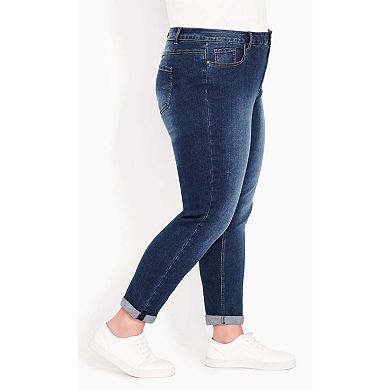 Avenue Women's Plus Size Petite Denim Girlfriend Stretch Jean