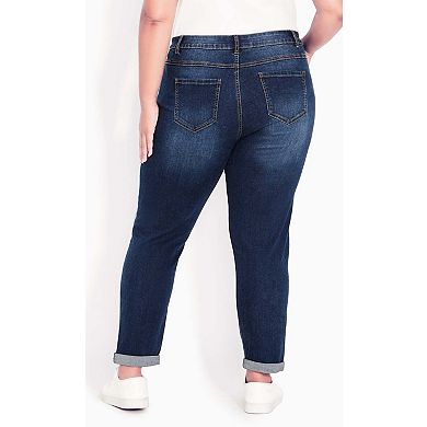 Avenue Women's Plus Size Petite Denim Girlfriend Stretch Jean