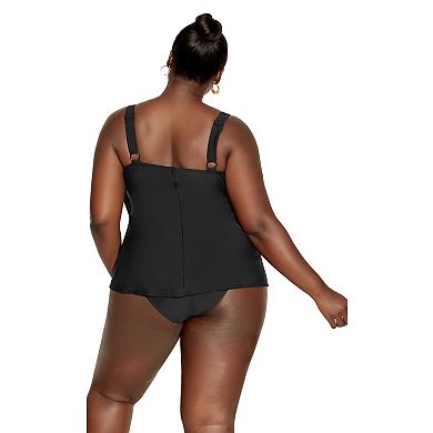Avenue Women's Plus Size V Tiered Tankini Top