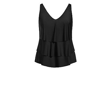 Avenue Women's Plus Size V Tiered Tankini Top