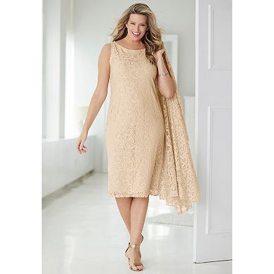 Woman Within Plus Size 2 Piece Lace Jacket Dress