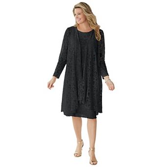 Woman Within Plus Size 2 pc Lace Jacket Dress