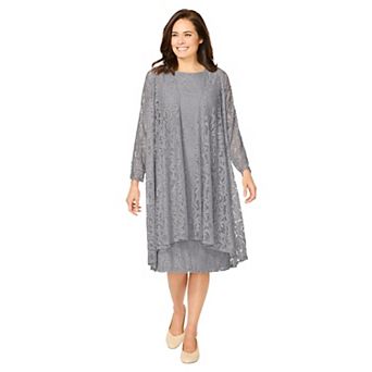 Woman Within Plus Size 2 pc Lace Jacket Dress