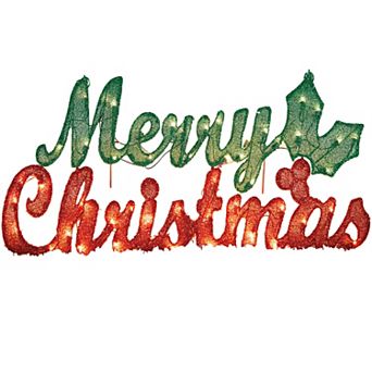 BrylaneHome Pre-Lit Merry Christmas Sign