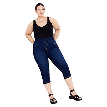 Avenue Women's Plus Size Pull On Cropped Denim Legging