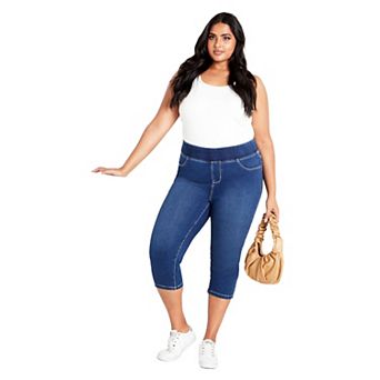 Avenue Women's Plus Size Pull On Cropped Denim Legging