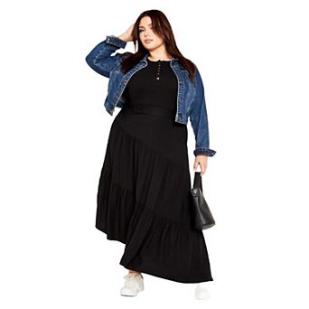 Avenue Women's Plus Size Saskia Tiered Skirt