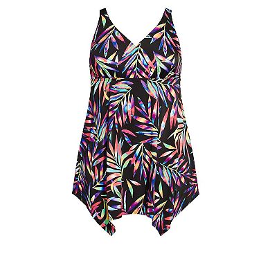 Avenue Women's Plus Size Sharkbite Print Swim Dress