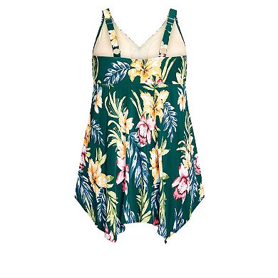 Avenue Women's Plus Size Sharkbite Print Swim Dress