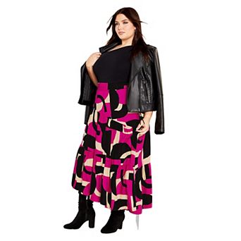 Avenue Women's Plus Size Saskia Tiered Skirt