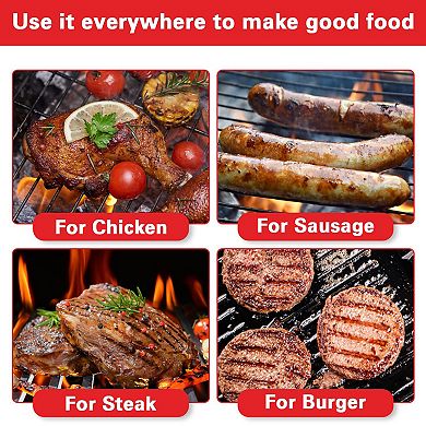 Aramco Bbq-r14r Bbq Grill & Lid, Large, Black/red