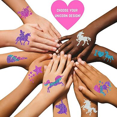 Girlzone 33 Fun Pieces Unicorn Glitter Tattoo For Kids