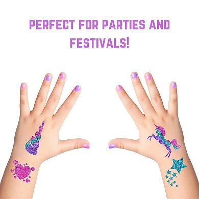 Girlzone 33 Fun Pieces Unicorn Glitter Tattoo For Kids