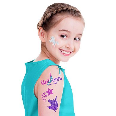 Girlzone 33 Fun Pieces Unicorn Glitter Tattoo For Kids