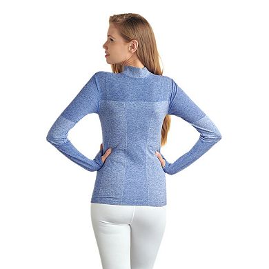 Women's Quarter Zip-Up Front Jacket with Thumb Holes - Great for Layering