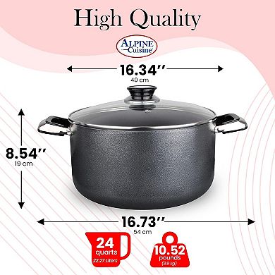 Alpine Cuisine 24 Qt Non-stick Stock Pot With Tempered Glass & Carrying Handles, Multi-purpose Use