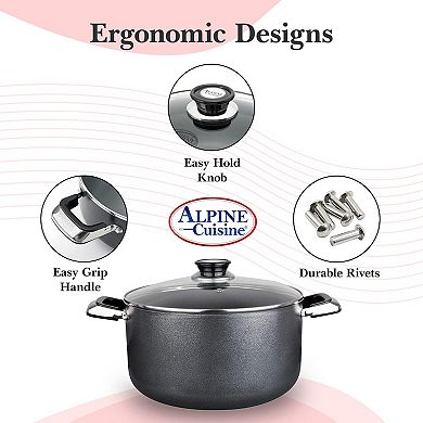 Alpine Cuisine 24 Qt Non-stick Stock Pot With Tempered Glass & Carrying Handles, Multi-purpose Use