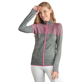 Women's Colorful Full Zipper Jacket with Thumb Holes - Perfect for Spring & Fall