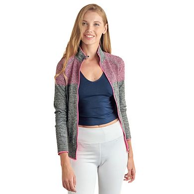 Women's Colorful Full Zipper Jacket with Thumb Holes - Perfect for Spring & Fall