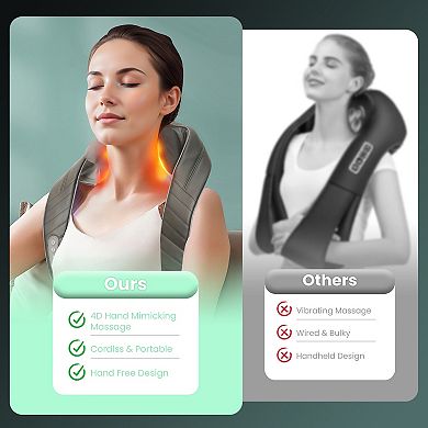 Snailax Shiatsu Neck Massager, Shoulder Neck Massager with Heat for Pain Relief Deep Tissue