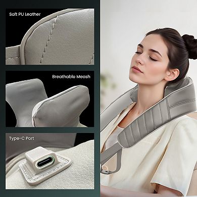 Snailax Shiatsu Neck Massager, Shoulder Neck Massager with Heat for Pain Relief Deep Tissue