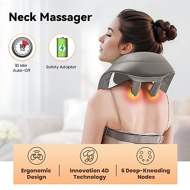 Snailax Shiatsu Neck Massager, Shoulder Neck Massager with Heat for Pain Relief Deep Tissue