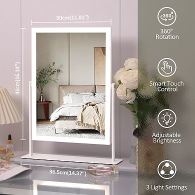 VANITII Hollywood Mirror With LED Light 12''X 16'' Adjustable Brightsness USB Port
