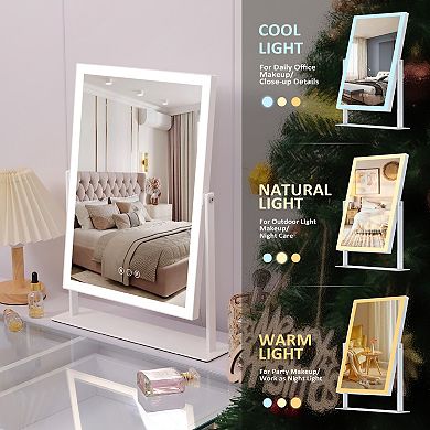 VANITII Hollywood Mirror With LED Light 12''X 16'' Adjustable Brightsness USB Port