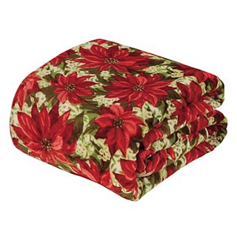 Christmas Plush Decorative Poinsettia Machine Washable Throw