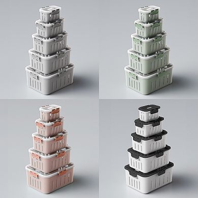 5pcs Food Storage Box Set - Airtight, Bpa-free, Stackable Kitchen Storage Container