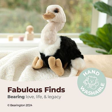 Ollie The Ostrich: Hand-sewn 9" Tall Stuffed Ostrich With Ultra-soft Feathers