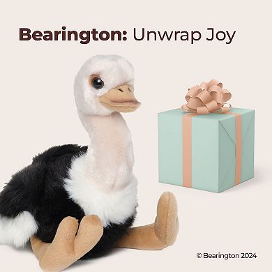Ollie The Ostrich: Hand-sewn 9" Tall Stuffed Ostrich With Ultra-soft Feathers