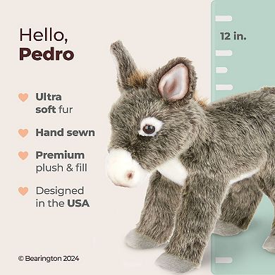 Pedro Plush Grey Donkey Stuffed Animal, 12 Inhes Long