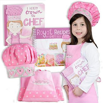 Princess Chef Gift Set, Hat And Apron For Kids Girls Age 3 - 7 Years Old