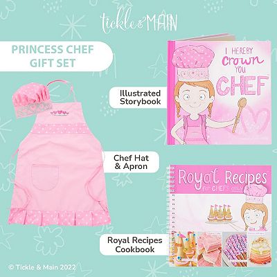Princess Chef Gift Set, Hat And Apron For Kids Girls Age 3 - 7
