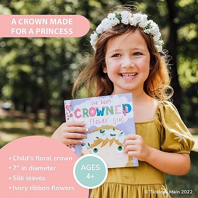 Flower Girl Gift Set, Book With Floral Crown Headband Headpiece In Gift Box