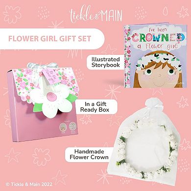Flower Girl Gift Set, Book With Floral Crown Headband Headpiece In Gift Box