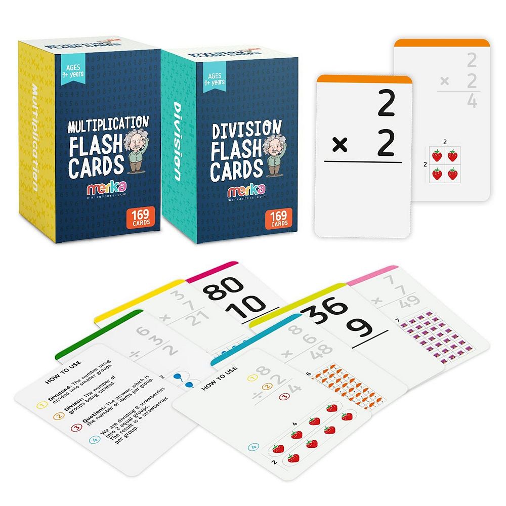 Flashcards For Kids - Multiplication & Division (2 Sets With 169 Cards ...