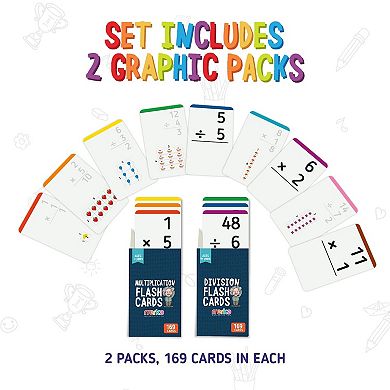 Flashcards For Kids - Multiplication & Division (2 Sets With 169 Cards Each)