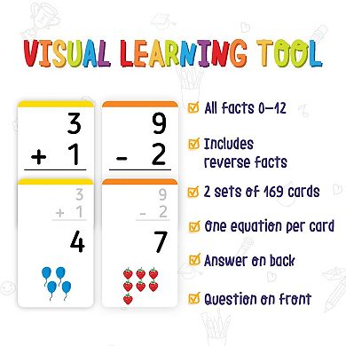 Educational Math Flash Cards: Addition & Subtraction (2 Sets With 169 Cards)