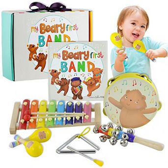 First Band Musical Instruments Gift Set, Storybook And Wooden Percussion Toys