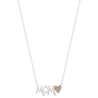 Brilliance Fine Silver Plated Crystal Heart Mom "Always in My Heart" Necklace