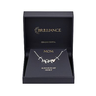 Brilliance Fine Silver Plated Crystal Heart Mom "Always in My Heart" Necklace
