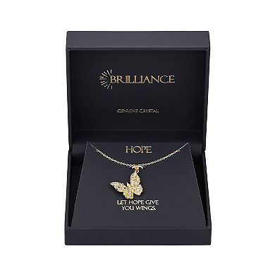 Brilliance 14k Gold Flash Plated Cubic Zirconia Butterfly Necklace