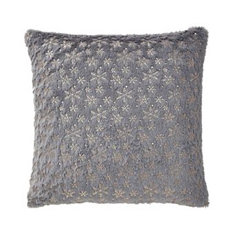 VCNY Home Faux Fur Snowflake Gold Foil Decorative Throw Pillow